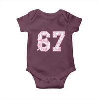 Six Seven Coquette Girl Baby Onesie Funny 67 Meme Gen Alpha Slang Pink Floral Bow Aesthetic - Wonder Print Shop