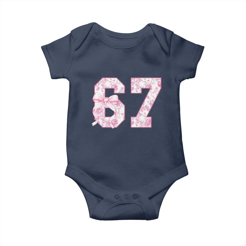 Six Seven Coquette Girl Baby Onesie Funny 67 Meme Gen Alpha Slang Pink Floral Bow Aesthetic - Wonder Print Shop