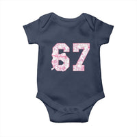 Six Seven Coquette Girl Baby Onesie Funny 67 Meme Gen Alpha Slang Pink Floral Bow Aesthetic - Wonder Print Shop