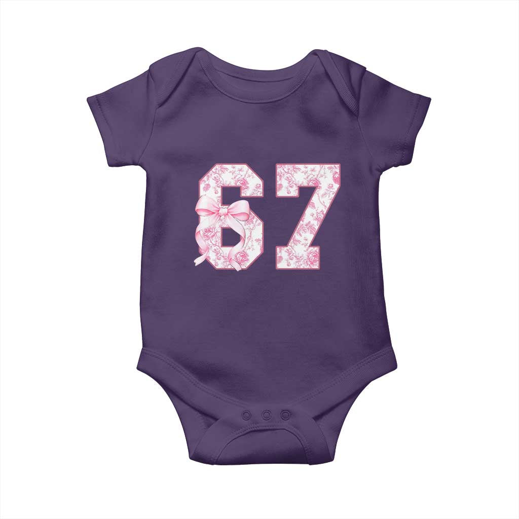 Six Seven Coquette Girl Baby Onesie Funny 67 Meme Gen Alpha Slang Pink Floral Bow Aesthetic - Wonder Print Shop