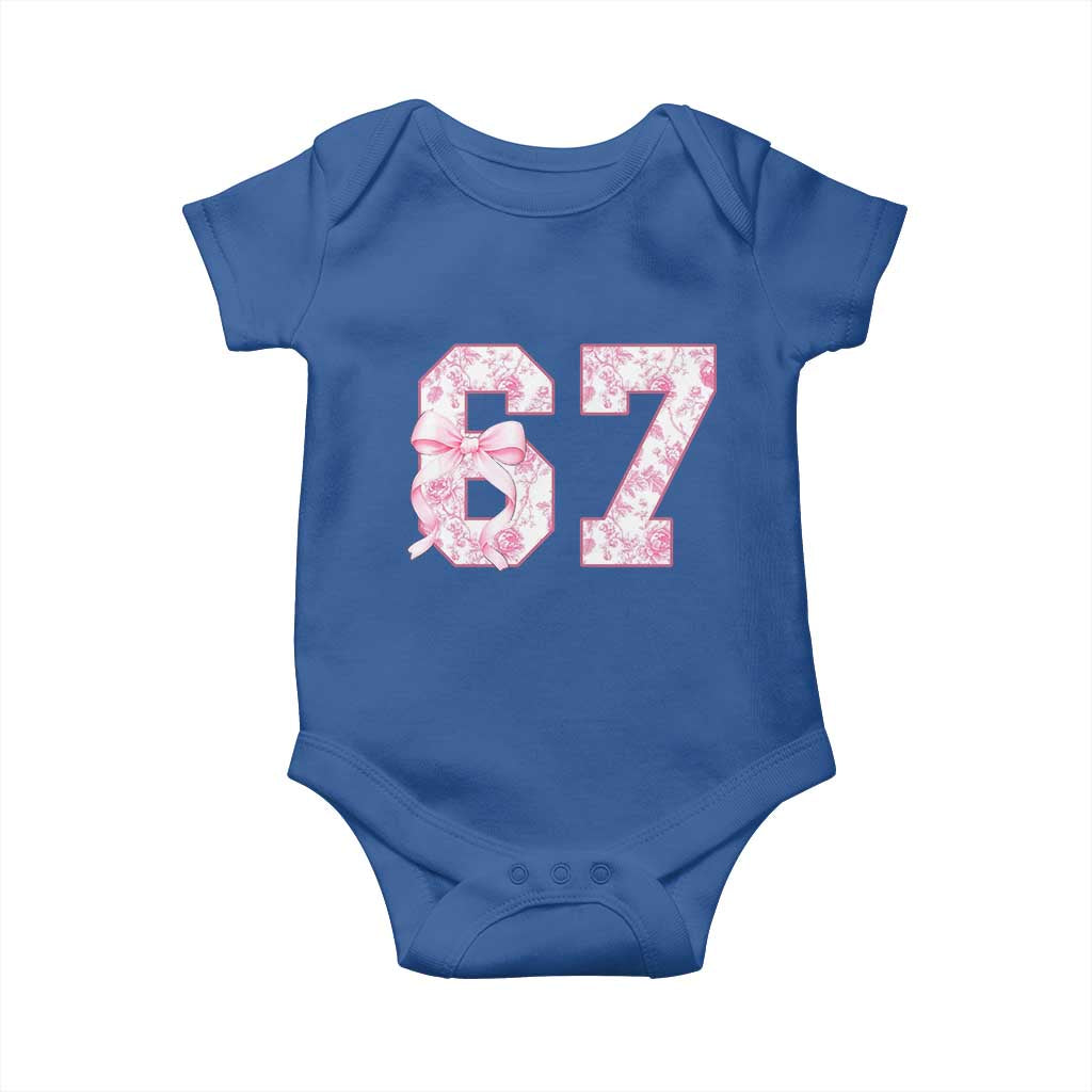 Six Seven Coquette Girl Baby Onesie Funny 67 Meme Gen Alpha Slang Pink Floral Bow Aesthetic - Wonder Print Shop