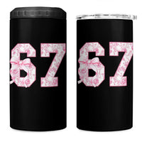 Six Seven Coquette Girl 4 in 1 Can Cooler Tumbler Funny 67 Meme Gen Alpha Slang Pink Floral Bow Aesthetic - Wonder Print Shop