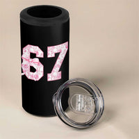 Six Seven Coquette Girl 4 in 1 Can Cooler Tumbler Funny 67 Meme Gen Alpha Slang Pink Floral Bow Aesthetic - Wonder Print Shop