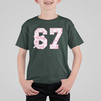Six Seven Coquette Girl T Shirt For Kid Funny 67 Meme Gen Alpha Slang Pink Floral Bow Aesthetic - Wonder Print Shop