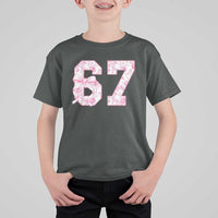 Six Seven Coquette Girl T Shirt For Kid Funny 67 Meme Gen Alpha Slang Pink Floral Bow Aesthetic - Wonder Print Shop