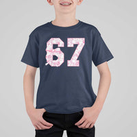 Six Seven Coquette Girl T Shirt For Kid Funny 67 Meme Gen Alpha Slang Pink Floral Bow Aesthetic - Wonder Print Shop