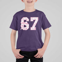 Six Seven Coquette Girl T Shirt For Kid Funny 67 Meme Gen Alpha Slang Pink Floral Bow Aesthetic - Wonder Print Shop