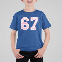 Six Seven Coquette Girl T Shirt For Kid Funny 67 Meme Gen Alpha Slang Pink Floral Bow Aesthetic - Wonder Print Shop