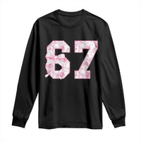 Six Seven Coquette Girl Long Sleeve Shirt Funny 67 Meme Gen Alpha Slang Pink Floral Bow Aesthetic - Wonder Print Shop