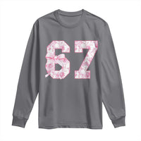 Six Seven Coquette Girl Long Sleeve Shirt Funny 67 Meme Gen Alpha Slang Pink Floral Bow Aesthetic - Wonder Print Shop