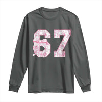 Six Seven Coquette Girl Long Sleeve Shirt Funny 67 Meme Gen Alpha Slang Pink Floral Bow Aesthetic - Wonder Print Shop
