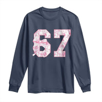 Six Seven Coquette Girl Long Sleeve Shirt Funny 67 Meme Gen Alpha Slang Pink Floral Bow Aesthetic - Wonder Print Shop
