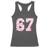 Six Seven Coquette Girl Racerback Tank Top Funny 67 Meme Gen Alpha Slang Pink Floral Bow Aesthetic - Wonder Print Shop