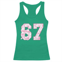 Six Seven Coquette Girl Racerback Tank Top Funny 67 Meme Gen Alpha Slang Pink Floral Bow Aesthetic - Wonder Print Shop