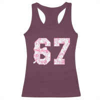 Six Seven Coquette Girl Racerback Tank Top Funny 67 Meme Gen Alpha Slang Pink Floral Bow Aesthetic - Wonder Print Shop