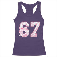 Six Seven Coquette Girl Racerback Tank Top Funny 67 Meme Gen Alpha Slang Pink Floral Bow Aesthetic - Wonder Print Shop