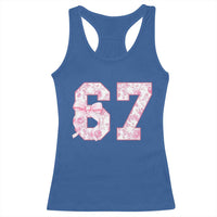 Six Seven Coquette Girl Racerback Tank Top Funny 67 Meme Gen Alpha Slang Pink Floral Bow Aesthetic - Wonder Print Shop