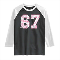 Six Seven Coquette Girl Raglan Shirt Funny 67 Meme Gen Alpha Slang Pink Floral Bow Aesthetic - Wonder Print Shop