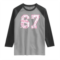 Six Seven Coquette Girl Raglan Shirt Funny 67 Meme Gen Alpha Slang Pink Floral Bow Aesthetic - Wonder Print Shop