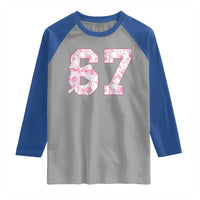 Six Seven Coquette Girl Raglan Shirt Funny 67 Meme Gen Alpha Slang Pink Floral Bow Aesthetic - Wonder Print Shop