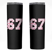 Six Seven Coquette Girl Skinny Tumbler Funny 67 Meme Gen Alpha Slang Pink Floral Bow Aesthetic - Wonder Print Shop