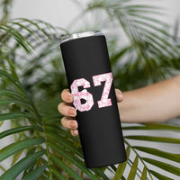 Six Seven Coquette Girl Skinny Tumbler Funny 67 Meme Gen Alpha Slang Pink Floral Bow Aesthetic - Wonder Print Shop