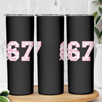 Six Seven Coquette Girl Skinny Tumbler Funny 67 Meme Gen Alpha Slang Pink Floral Bow Aesthetic - Wonder Print Shop