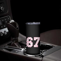 Six Seven Coquette Girl Skinny Tumbler Funny 67 Meme Gen Alpha Slang Pink Floral Bow Aesthetic - Wonder Print Shop