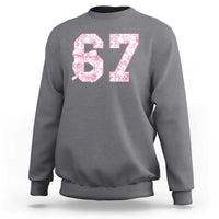 Six Seven Coquette Girl Sweatshirt Funny 67 Meme Gen Alpha Slang Pink Floral Bow Aesthetic - Wonder Print Shop