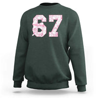 Six Seven Coquette Girl Sweatshirt Funny 67 Meme Gen Alpha Slang Pink Floral Bow Aesthetic - Wonder Print Shop