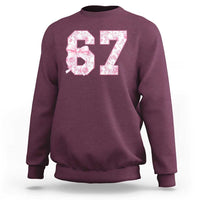 Six Seven Coquette Girl Sweatshirt Funny 67 Meme Gen Alpha Slang Pink Floral Bow Aesthetic - Wonder Print Shop