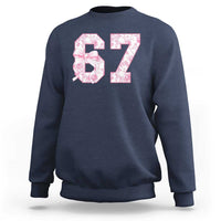 Six Seven Coquette Girl Sweatshirt Funny 67 Meme Gen Alpha Slang Pink Floral Bow Aesthetic - Wonder Print Shop