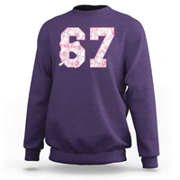 Six Seven Coquette Girl Sweatshirt Funny 67 Meme Gen Alpha Slang Pink Floral Bow Aesthetic - Wonder Print Shop