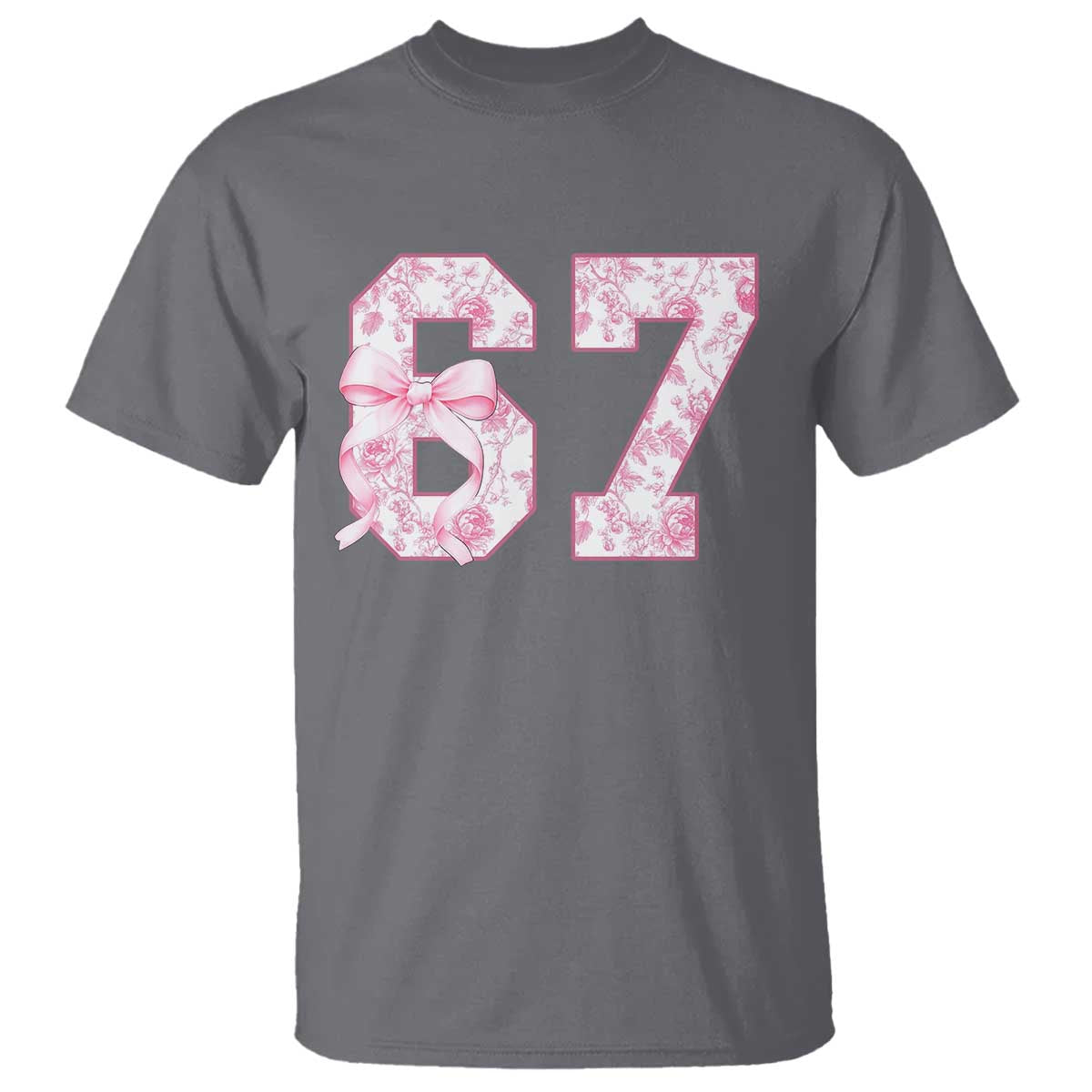 Six Seven Coquette Girl T Shirt Funny 67 Meme Gen Alpha Slang Pink Floral Bow Aesthetic - Wonder Print Shop