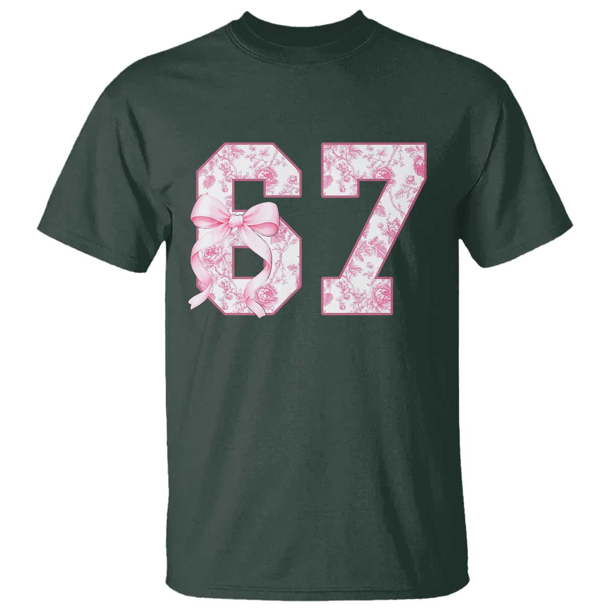 Six Seven Coquette Girl T Shirt Funny 67 Meme Gen Alpha Slang Pink Floral Bow Aesthetic - Wonder Print Shop