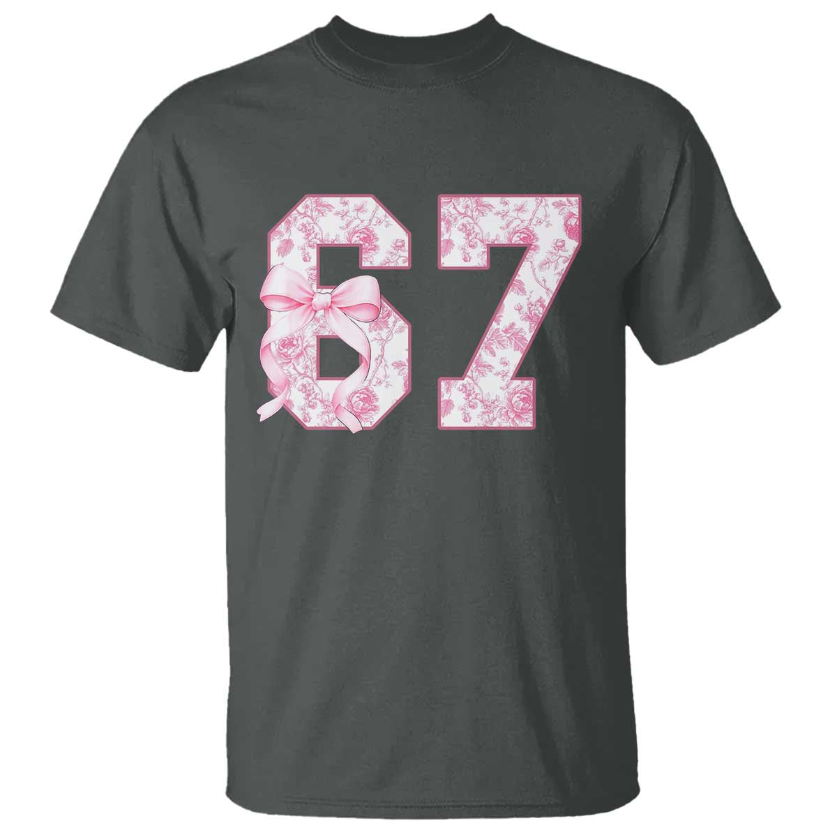 Six Seven Coquette Girl T Shirt Funny 67 Meme Gen Alpha Slang Pink Floral Bow Aesthetic - Wonder Print Shop