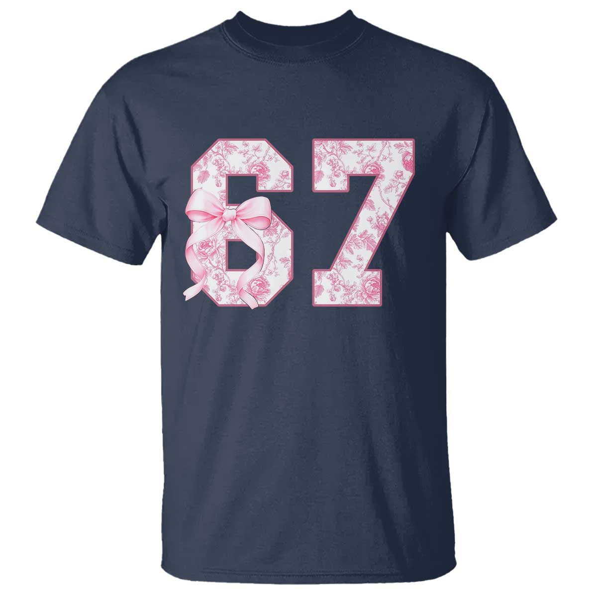 Six Seven Coquette Girl T Shirt Funny 67 Meme Gen Alpha Slang Pink Floral Bow Aesthetic - Wonder Print Shop