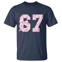 Six Seven Coquette Girl T Shirt Funny 67 Meme Gen Alpha Slang Pink Floral Bow Aesthetic - Wonder Print Shop