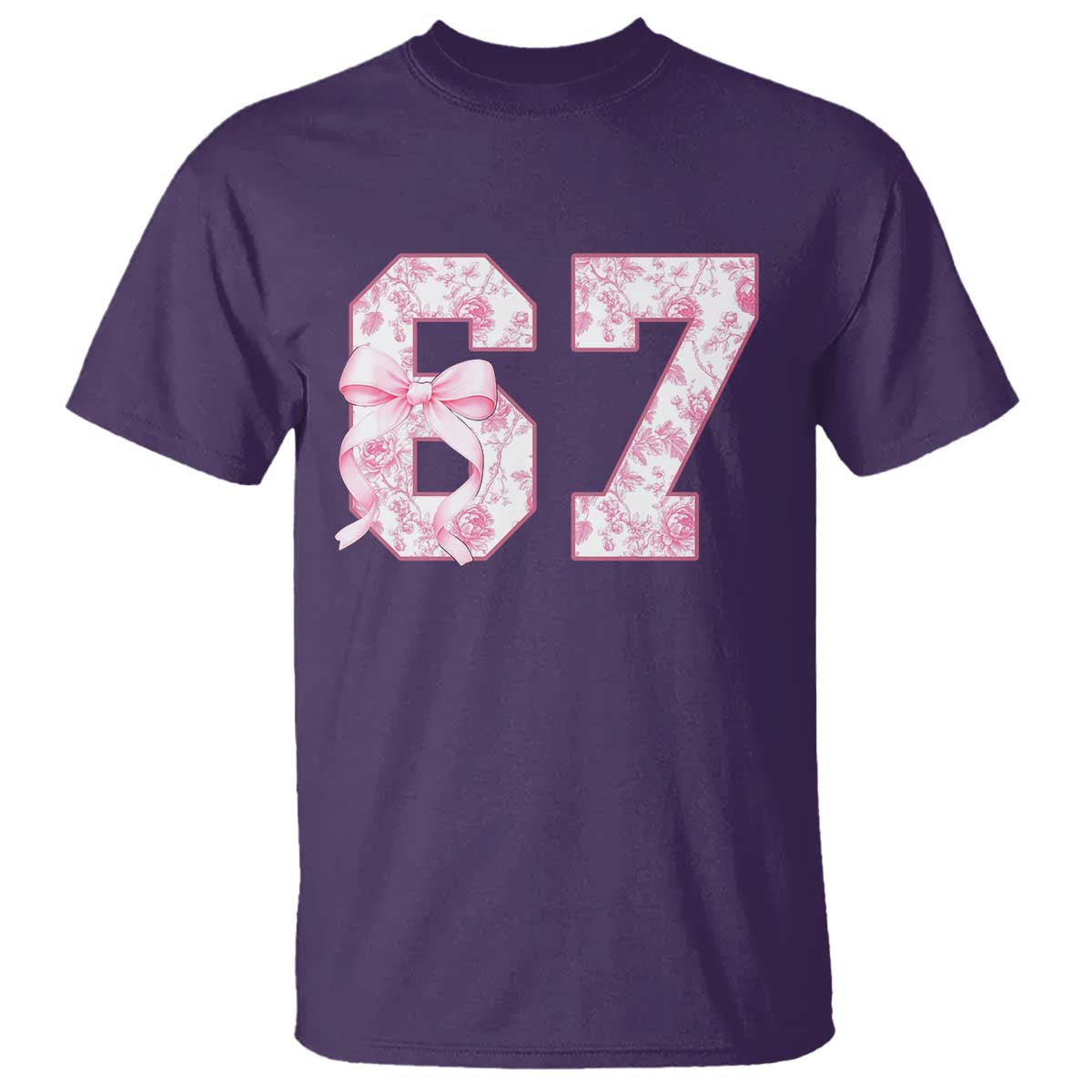 Six Seven Coquette Girl T Shirt Funny 67 Meme Gen Alpha Slang Pink Floral Bow Aesthetic - Wonder Print Shop