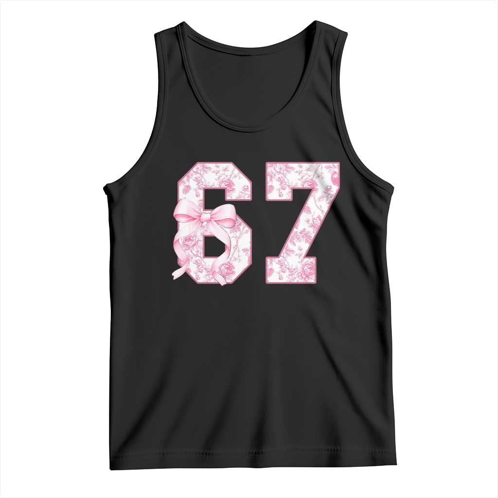 Six Seven Coquette Girl Tank Top Funny 67 Meme Gen Alpha Slang Pink Floral Bow Aesthetic - Wonder Print Shop