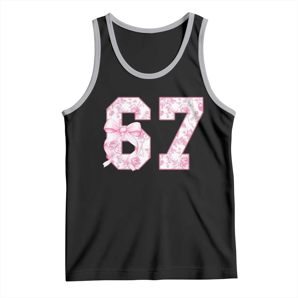 Six Seven Coquette Girl Tank Top Funny 67 Meme Gen Alpha Slang Pink Floral Bow Aesthetic - Wonder Print Shop