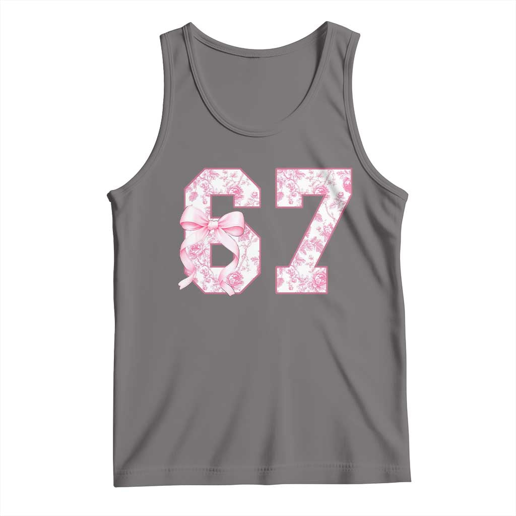Six Seven Coquette Girl Tank Top Funny 67 Meme Gen Alpha Slang Pink Floral Bow Aesthetic - Wonder Print Shop