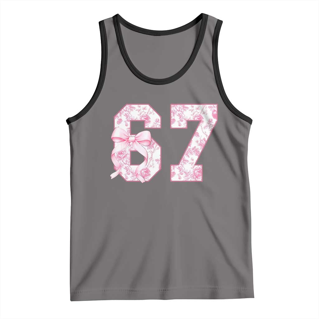 Six Seven Coquette Girl Tank Top Funny 67 Meme Gen Alpha Slang Pink Floral Bow Aesthetic - Wonder Print Shop