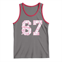 Six Seven Coquette Girl Tank Top Funny 67 Meme Gen Alpha Slang Pink Floral Bow Aesthetic - Wonder Print Shop