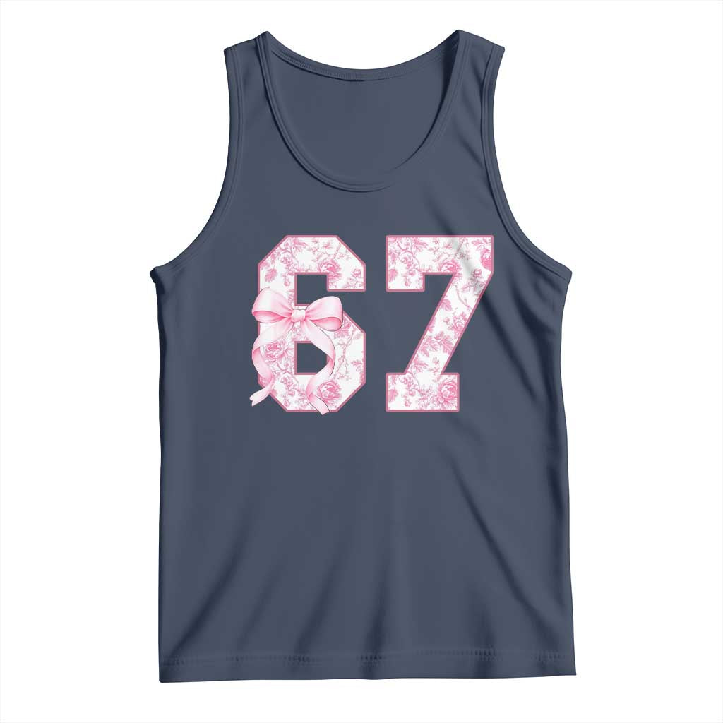 Six Seven Coquette Girl Tank Top Funny 67 Meme Gen Alpha Slang Pink Floral Bow Aesthetic - Wonder Print Shop