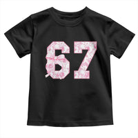 Six Seven Coquette Girl Toddler T Shirt Funny 67 Meme Gen Alpha Slang Pink Floral Bow Aesthetic - Wonder Print Shop