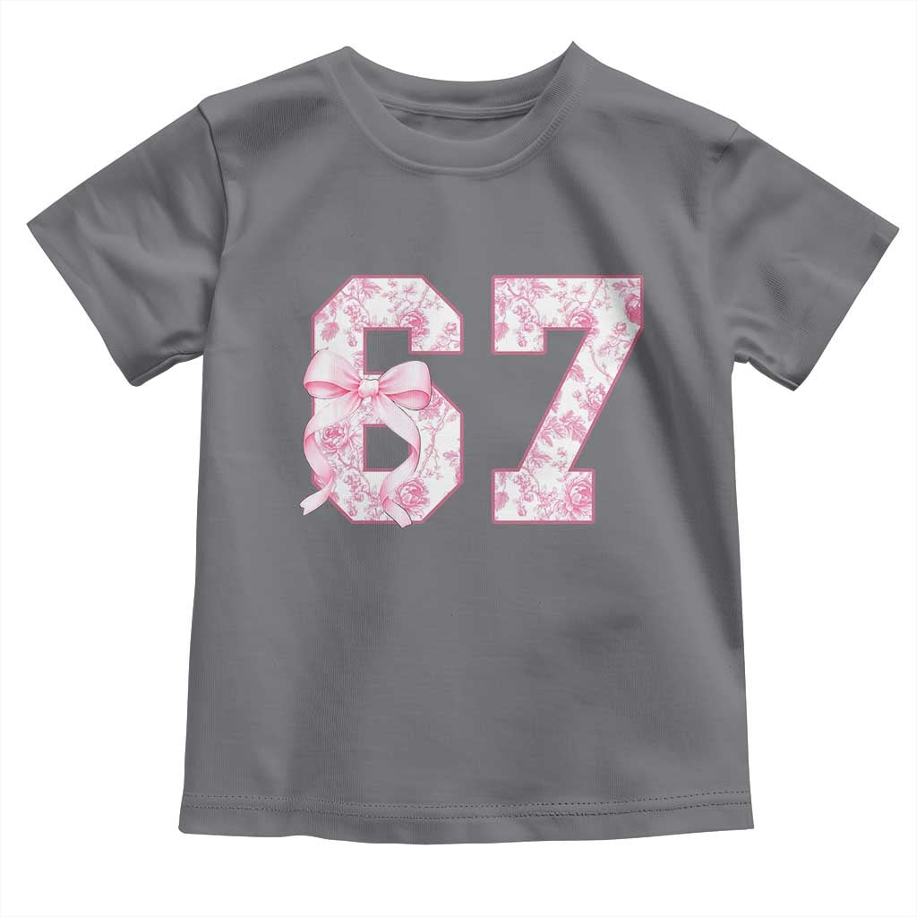 Six Seven Coquette Girl Toddler T Shirt Funny 67 Meme Gen Alpha Slang Pink Floral Bow Aesthetic - Wonder Print Shop