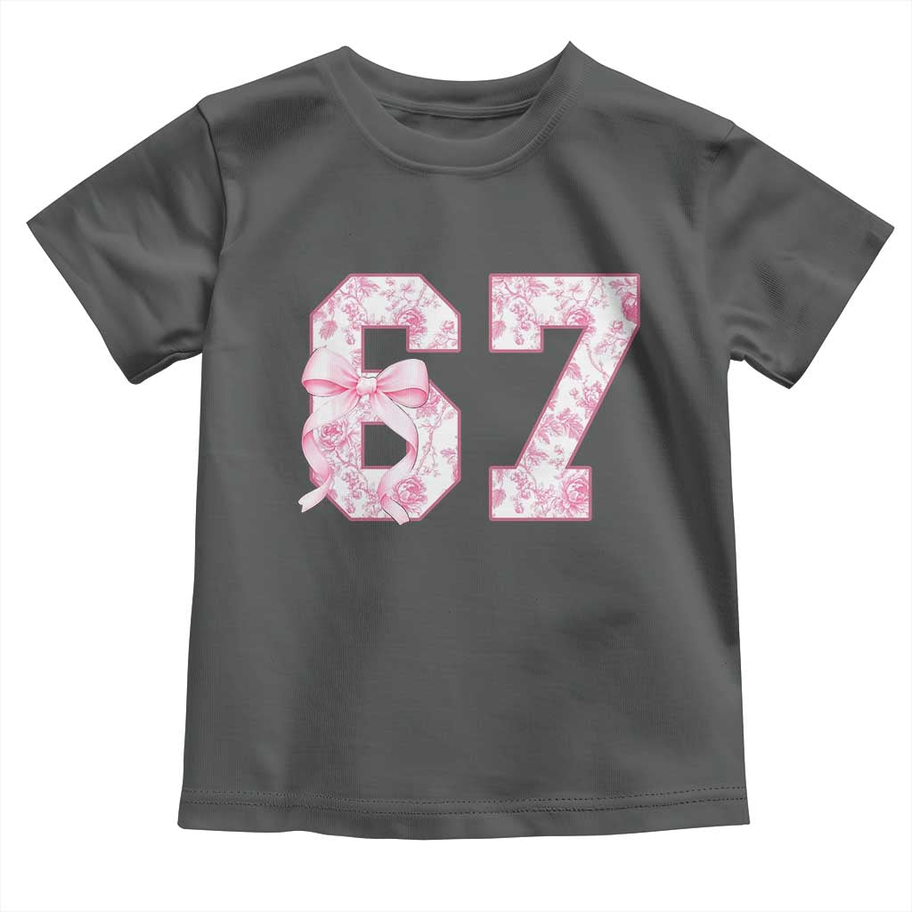 Six Seven Coquette Girl Toddler T Shirt Funny 67 Meme Gen Alpha Slang Pink Floral Bow Aesthetic - Wonder Print Shop