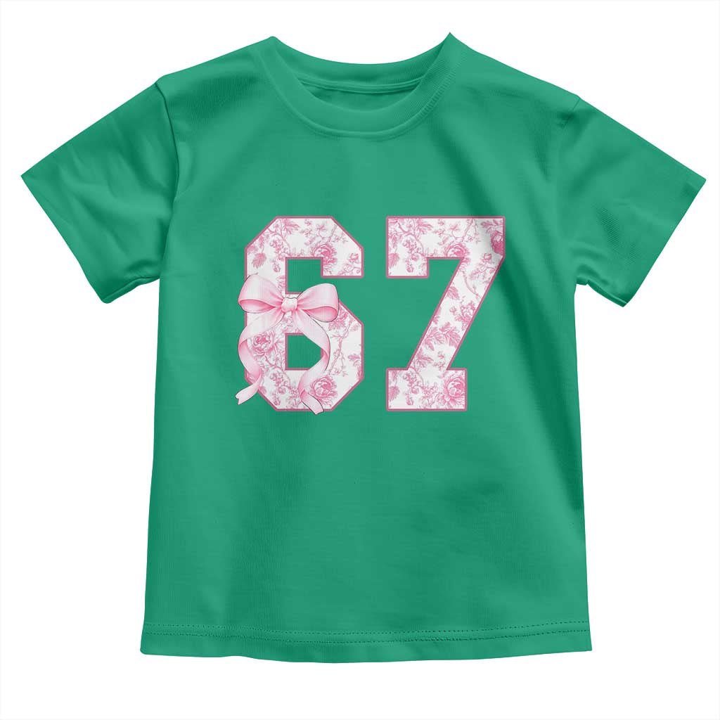 Six Seven Coquette Girl Toddler T Shirt Funny 67 Meme Gen Alpha Slang Pink Floral Bow Aesthetic - Wonder Print Shop