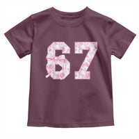 Six Seven Coquette Girl Toddler T Shirt Funny 67 Meme Gen Alpha Slang Pink Floral Bow Aesthetic - Wonder Print Shop